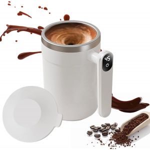 Eryi-Tasse Auto-Agitation, 400ml Tasse Magnétique Automatique Avec Indicateur De Température, Magnétique Self Stirring Mug Acier Inoxydable Pour Café, Lait, Chocolat Chaud, Thé - Neuf