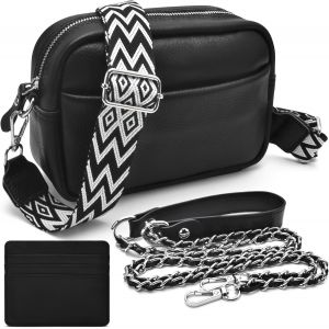 RFCBC-Sac Bandoulière Femme cuir,Avec 2 Sangle Réglable et Amovible et porte-cartes,Sac à main femmes petit - Avec 3 compartiments - Neuf