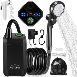 Letnerny-Douche Camping Portable, Douche Extérieure Améliorée Avec Batterie Rechargeable 6000mah Pompe, Affichage Numérique Intelligent Pour Plage, Randonnée, Lavage De Voiture - Neuf