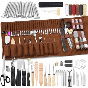 Yemaesre-Kitd'outils De Couture En Cuir - Ensemble Pour Sculpter, Couper, Poinçonner Et Coudre - Avec Sac De Rangement Individuel - Neuf