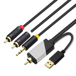 C&acirc;ble Audio Coaxial Num&eacute;rique Analogique Usb, Aux Spdif Coaxial Num&eacute;rique Vers 3,5 Mm + 2 Prises Rca Convertisseur Audio Num&eacute;rique Pour Tv, Ps4, Lecteur Blu-Ray, Haut-Parleur Multim&eacute;dia - Neuf