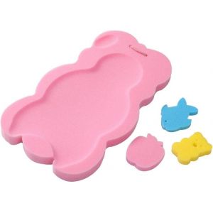 Baby Bath Sponge Pad Anti-Slip Mignon Cartoon Body Sponge Mat Soft Infant Bath Sponge Anti Bacterial Cushion Baby Bath Mat Newborn Odor Free Rose - Neuf