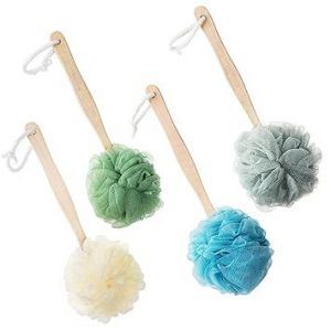 Pack De 4 Grandes Luffa De Bain Eponge A Long Manche, Douche, Brosse Pour Le Dos Et Le Corps, Spa Brosse Pour Les Femmes Et Les Hommes (4 Couleurs) - Neuf