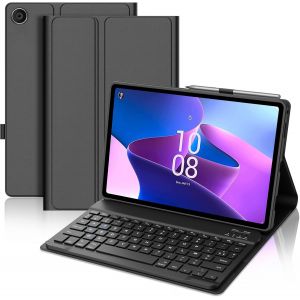 Coque Clavier Pour Lenovo Tab M10 3E G&eacute;n 10.1 Pouces, Azerty Fran&ccedil;ais Housse Clavier Bluetooth Magn&eacute;tique D&eacute;tachable Avec Porte Crayon Pour Tablette Lenovo Tab M10 3Eme G&eacute;n 10.1"" 2022, Noir - Neuf