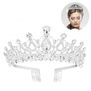 Tiare De Mariage Couronne De Cristal Avec Strass Bandeau De Mariage Peigne Pour Couronne Nuptiale Mariage Bals De Fin D¿Année Concours Princesse Fêtes Anniversaire - Neuf