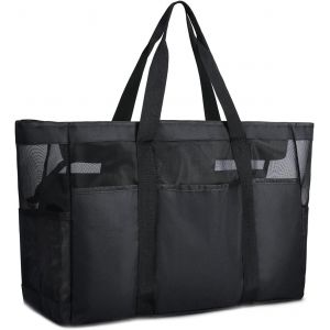 ERSHI-Grand Sac de Plage Femme XXL Imperméable Tote Bag avec Zip et Partition Humide Maille Beach Bag Anti-Sable Pliable Main Sac [4 - Neuf