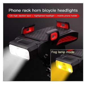 Ensemble D'éclairage De Vélo Rechargeable Par Usb, Éclairage Avant Led Ultra-Lumineux, Lampe De Cyclisme Étanche, 6 Modes Sonores, Klaxon, 5 Modes D'éclairage (Noir) - Neuf