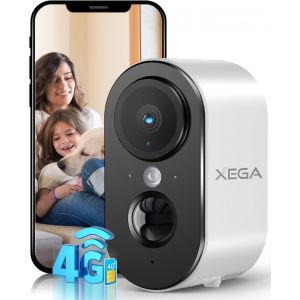 4G LTE Indoor Security Camera with SIM Card, 2K Super HD Portable IP Camera, 6000mAh Battery, PIR Motion Detection, Color Night Vision, 2-Way Audio, TF/Cloud, IP65 - Neuf