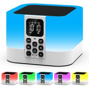 Enceinte Bluetooth Veilleuse,Réveil Avec Lampe De Chevet Pour Enfants,Machine À Bruit Blanc Avec 30 Sons Apaisants Et Volumes,Lumière Tactile À Changement De Couleurs,Cadeau Pour Garçons Et [Z118] - Neuf