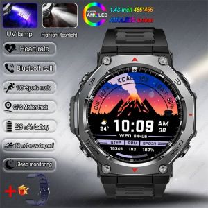 T-Rex 3 Gps Montre Intelligente 5Atm &Eacute;tanche 1.43 Pouces Amoled Hd &Eacute;cran Bt Appel Lampe De Poche Militaire Sport Montres Intelligentes Hommes 2025 Nouveau.Black Blue. - Neuf