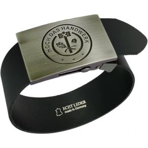 Cauc-Ceinture De Pantalon Haute L'artisanat - Cuir Ou Textile - 4 Cm De Large - Longueur Unique - Peut &Ecirc;tre Raccourcie, Cuir Noir, Taille Unique - Neuf