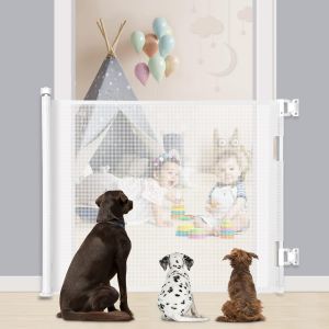 Barri&egrave;re De S&eacute;curit&eacute; R&eacute;tractable 0-140cm, Barriere De Securite Enfant R&eacute;tractable,Barriere De Securite Chien Pour Les Escaliers/Portes/Couloirs/Int&eacute;rieur/Ext&eacute;rieur,Blanc - Neuf
