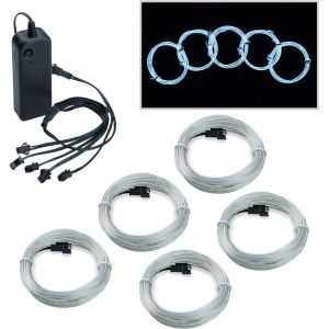 KAL-Guirlande Lumineuse Led, 5 * 1 M Neon Flexible Lumineux Décoration À Piles Pour Fête/Noël/Anniversaire/Soirée/Mariage, 3 Modes Éclairage Avec Télécommande - Neuf