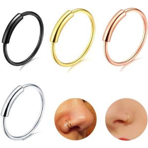 Lot De 4 Anneaux De Nez Pour Hommes Et Femmes, Boucles D'oreilles, Clous D'oreilles En Acier Chirurgical 316l, Hypoallergéniques, En Titane, 8 Mm - Neuf