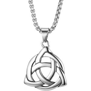Trahoo-Homme Collier Chaîne Acier Inoxydable Pendentif Noeud Celtique Celtique Irlande Argent, Acier Inoxydable, Argent - Neuf