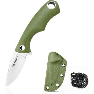 Ytfhg-Squirrel Couteau De Cou À Lame Fixe 4,3cm Total 11,9cm Avec Étui Kydex Et Chaîne À Boules Pour La Pêche, Le Camping Et La Survie (Vert) - Neuf