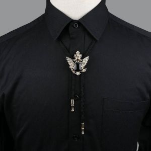 Ronde Nouvelle Tendance Bolo Cravate Populaire Western Cowboy Étoile Hommes Femmes Colliers Danse Cravate Rétro Chemise Imitation Obsidienne Pendentif--6 - Neuf