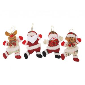 4pcs Arbre De No&euml;l Ornements En Tissu De Coton Mignon Poup&eacute;e Pendentif De No&euml;l Accroch&eacute; Des D&eacute;corations Pour Les Enfants Des Amis Des Cadeaux - Neuf