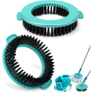 KALANKA-Lot de 2 t&ecirc;tes de rechange pour balai &agrave; r&eacute;curer Leifheit Clean Twist Disc Mop Ergo - Diam&egrave;tre : 15,8 cm - Poils durs ronds - Brosse de nettoyage rigide pour nettoyer les taches - Pour cuisine - Neuf