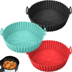 Lot De 3 Moules En Silicone Pour Friteuse À Air, Accessoires De Friteuse À Air De 20 Cm Pour Friteuses À Air Comprimé De 3 À 5 Litres, Accessoires De Friteuse À Air Pour Four - Neuf