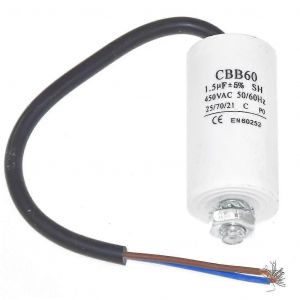 Condensateur universel 1,5UF avec connecteurs de câble de 19 cm - Neuf