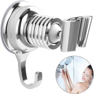 Support de douche de rechange chromé, réglable à 360°, amovible, ventouse réglable, support mural chromé pour pommeau de douche universel, argenté - Neuf