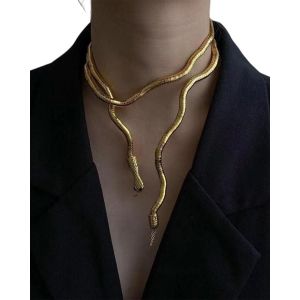 Kal-1 Pièce Géométrique Ronde Snake Neck - Style Cool,Collier Et Bracelet Aléatoire Courbé Collier Bracelet Punk Ajustable Femme Et Fille Bijoux(Or) - Neuf