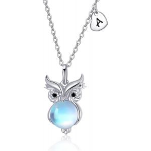 Collier Hibou S925 Argent Sterling Pierre De Lune Hibou Pendentif Animal Collier Pour Femmes Filles Anniversaire Hibou Amoureux Bijoux Cadeaux - Neuf