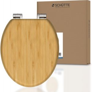 KAL-Abattant Wc Bamboo En Bambou Massif, Abattant De Wc Durable En Bois De Bambou, Compatible Avec Toutes Les Toilettes Courantes, Très Grande Résistance Au Poids, Testée Jusqu'À 150 Kg - Neuf
