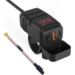 Thef-Prise De Chargeur De Voiture Usb/Qk3.0 Et Pd/Type-C, Prise Usb Moto Etanche Charge Rapide Interrupteur, Adaptateur Usb Étanche Pour Moto Ip66 Pour Suv Marin De Bateau 12v (Rouge: Usb+Type C) - Neuf