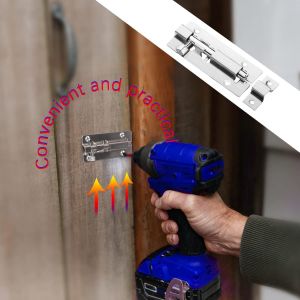 (L)Porte Boulons de Porte Loquet de Verrouillage 3Pcs Lourds de la Porte des Boulons de Sécurité Baril Diapositive Moraillon de Verrouillage en Acier Inoxydable Jardin Loquet avec Vis de salle de Bain B - Neuf