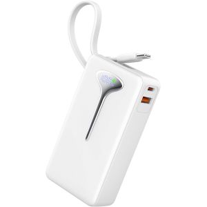 Batterie Externe Charge Rapide 10000Mah, 22.5W Power Bank Usb C Input & Output, Chargeur Externe Avec 3 Ports, Batterie Portable Avec Cable Intégré Compatible Avec Iphone 16/15/14/13/12/11/Samsung Et - Neuf