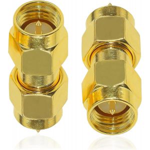 Adaptateur SMA SMA Mâle vers SMA Mâle Adaptateur SMA Mâle vers Mâle Kit de Connecteur Coaxial Droit pour Câble d'Extension Radio Routeur SMA Mâle vers SMA Mâle Coupleur Convertisseur 2 Pièces - Neuf
