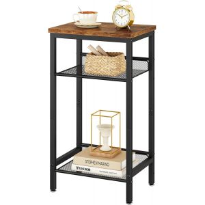 SUBZONAL-Table d'appoint, Lat&eacute;rale, &Eacute;tag&egrave;re de Chevet, Table de T&eacute;l&eacute;phone, Meuble de Chevet, Grillag&eacute;es R&eacute;glable, Style Industriel, pour Salon, Chambre, Entr&eacute;e, Marron HST005H - Neuf