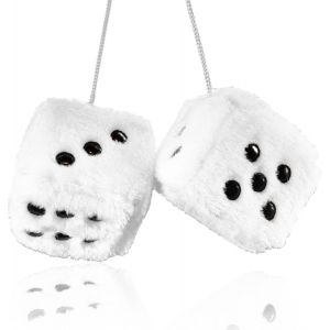 Dés en peluche blanc à pois noirs, décoration de voiture à suspendre, en peluche douce blanche et noire - Neuf