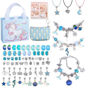 Coffret Cadeau De Noël - Bracelet Pour Enfants À Faire Soi-Même, Perles Bleues - Neuf