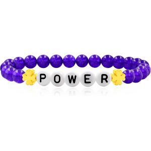 Kal-&Eacute;l&eacute;gant Bracelet &Eacute;lastique En Perles De Jade De 6 Mm Avec Lettres Inspirantes &laquo; Power &raquo;, Bracelet Extensible Pour Homme Et Femme, Bijou Unisexe Pour Parents, Fr&egrave;res Et Soeurs, Anniversaires, - Neuf