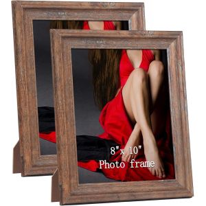 Cadre Photo 15x20, Lot de 2 Cadres en Bois Rustiques et Marrons - Neuf