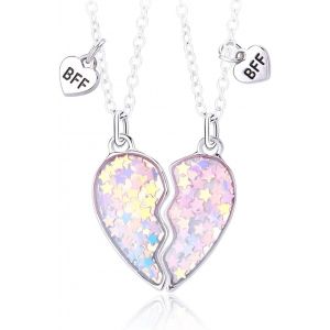 Kal-2 Pièces Collier D'amitié Licorne, Meilleur Ami Licorne Coeur Collier, Collier Amitié Fille, Collier Licorne Pendentif Coeur Licorne, Licorne Coeur Pendentif Collier, Colier D Amitier Pour 2 - Neuf