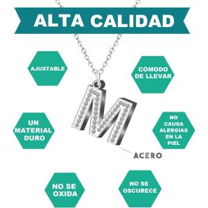 Kal-- Collier Lettre Initial En Acier Inoxydable Avec Pierre De Zircone Brillante - Collier Pour Femme Avec Pendentif Lettre A-Z - Pendentif Initial De Nom - Neuf