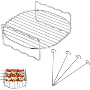 Friteuse à air compatible avec Tefal 4,2 L Cosori 3,5 L/3,8 L Salter 4,5 L Tour 4 L Ninja 3,8 L Philips 4,1 L Accessoires pour friteuse à air comprimé en acier inoxydable 304 Double couche avec 4 - Neuf