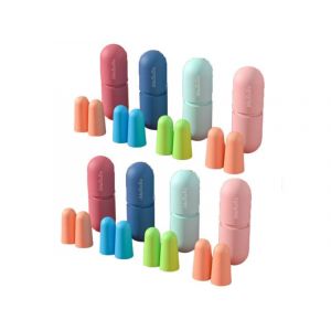 Bouchons d'oreilles antibruit r&eacute;utilisables en silicone - 8 paires avec &eacute;tui portable, hypoallerg&eacute;niques et confortables - Neuf