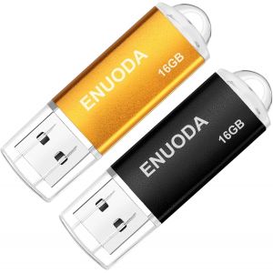 Lot de 2 Clé USB 16 Go USB 2.0 Flash Drive Stockage Mémoire Stick avec Lumière LED (Noir Or) - Neuf
