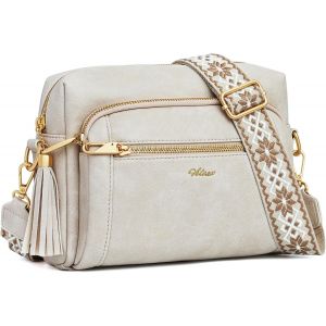 TZF-Sacs Bandoulière Femme avec Antivol, Sac a Main Femmes Bandoulieres 4 Compartiments, en Cuir PU avec Sangle Réglable et Large Amovible - Neuf