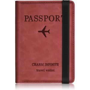 TRAHOO-Protege Passeport Francais, Protege Passeport mit RFID-Blocker, Pochette Passeport Cuir Artificiel,Voyage Accessoires Passeport &eacute;Tui,Carte de Cr&eacute;Dit, Carte Bancaire, Argent, Passport Cover - Neuf
