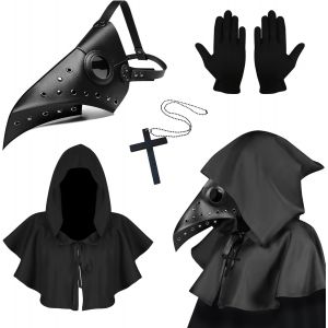 Cauc-Masque Gothique De M&eacute;decin De La Peste, Masque R&eacute;tro De Style Steampunk Pour Cosplay, Masque &Agrave; Bec Et Gants Noirs, Accessoires Pour D&eacute;guisement D&iquest;Halloween - Neuf