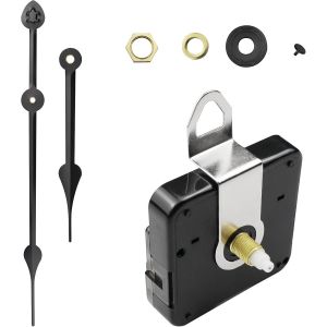 MEVRONISSHOP-15MM Remplacement de Mouvement d'Horloge &agrave; Quartz Mecanisme Horloge Aiguilles, M&eacute;canisme Horloge Murale pour l'Horloge de Bricolage, Accessoire de R&eacute;paration d'horloge (Noir) - Neuf