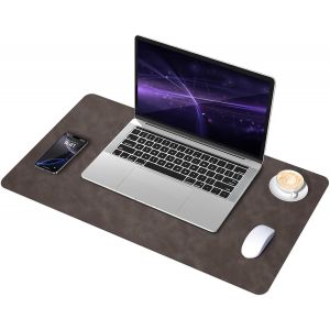 JGD-Tapis de Bureau Vieilli en Su&egrave;de et Cuir, Tapis de Bureau D'ordinateur Antid&eacute;rapant, Tapis de Souris et de Clavier Etanche, Sous-Main pour le Bureau et la D&eacute;coration Int&eacute;rieure (Gris Fonc&eacute;, 60x34 - Neuf