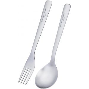 Checarzhn--No1-Ti1070t Ensemble De Couverts En Titane À Long Manche Avec Cuillère, Fourchette Et Couverts De Camping Ultra Légers Réutilisables En Métal Durable - Neuf