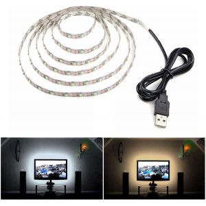 Ruban À Led Pour Hdtv,Rétroéclairage Tv,Usb Powered Flexible Rétro-Éclairage,Lampe À Rayons Led (Blanc Froid,2m) - Neuf